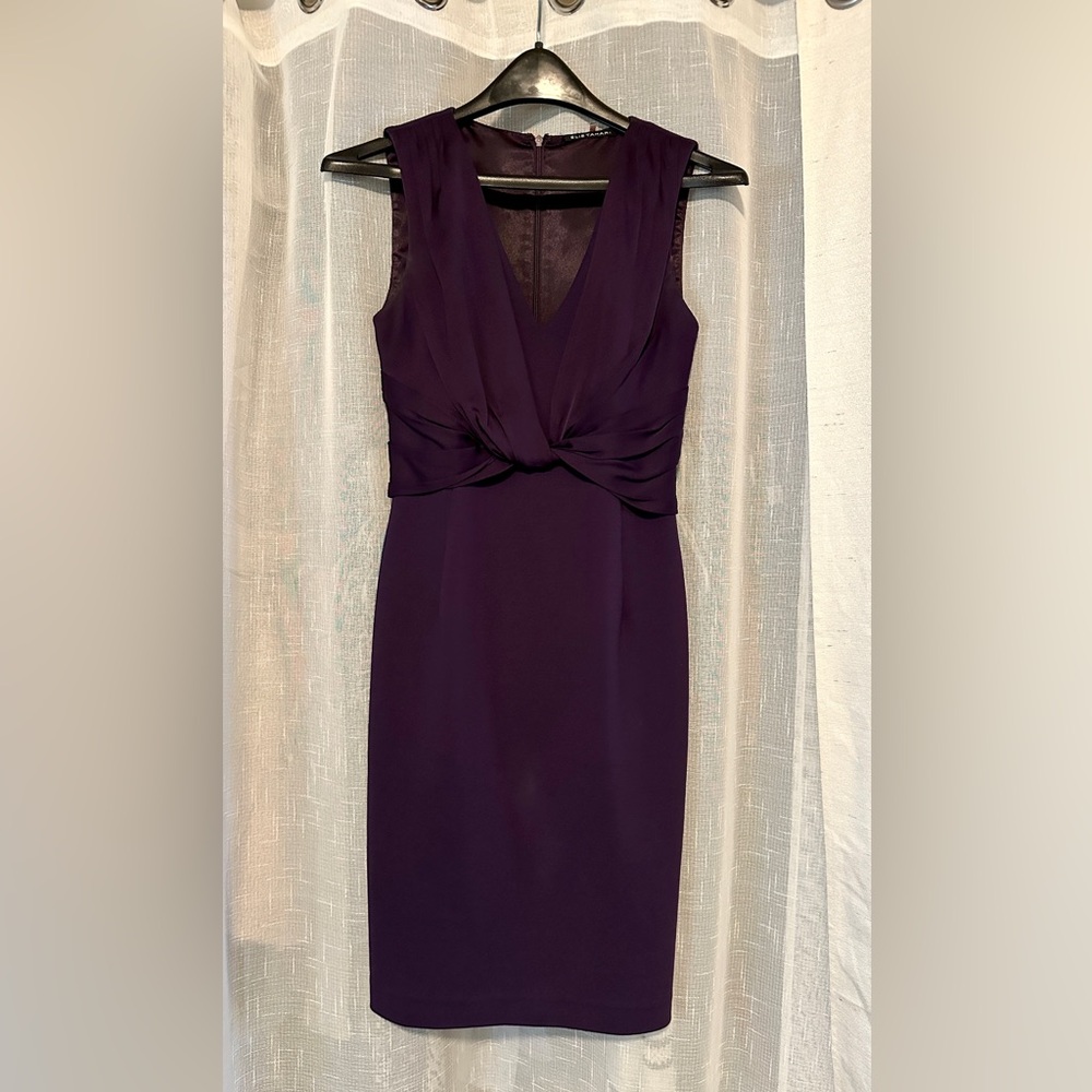 Purple Elle Tahari cocktail dress silk lined